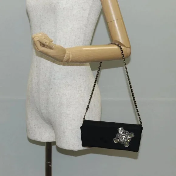 CHANEL Matelasse Chain Shoulder Bag Nylon Black CC Auth 129738V - Picture 3 of 16